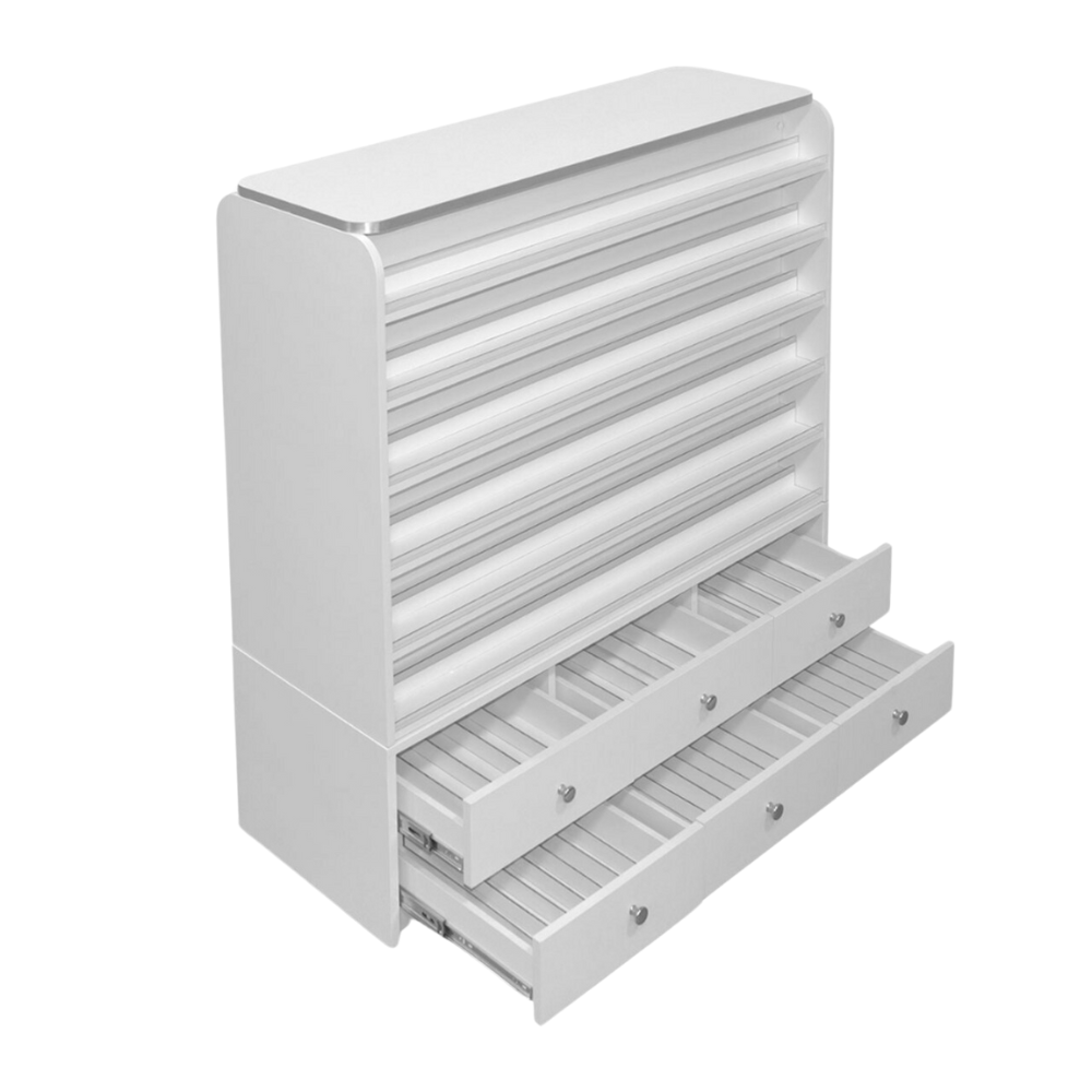 SONOMA POLISH & POWDER RACK W/ CABINETS