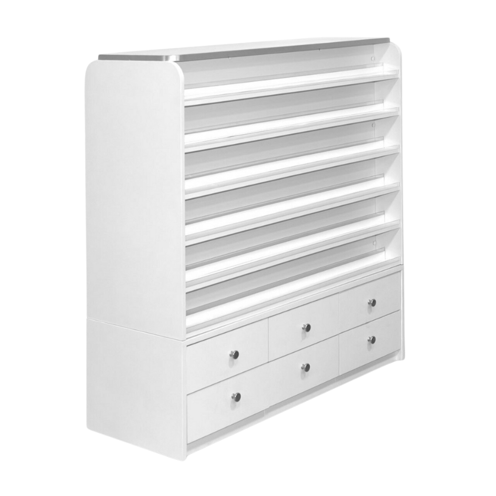 SONOMA POLISH & POWDER RACK W/ CABINETS