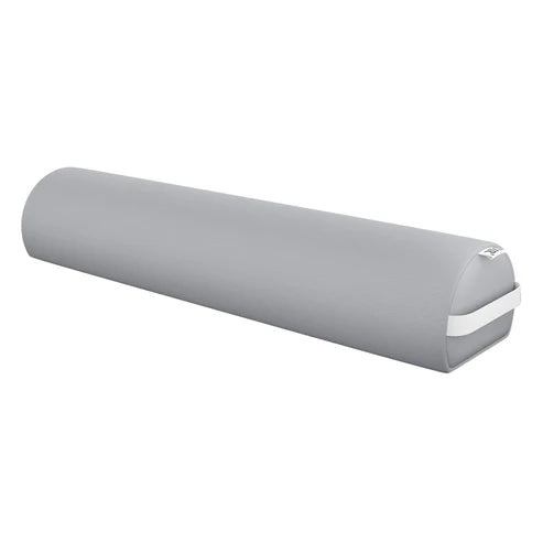 Heavy-duty Gray semi-round chiropractic and physical therapy bolster cushion for massage tables and spa treatments.