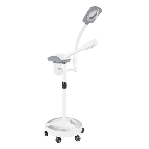 DIR NanoMist professional esthetician steamer and lighted magnifying lamp station.