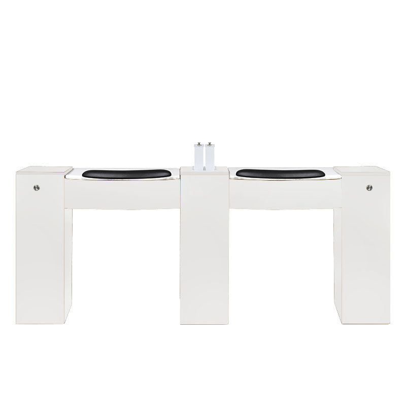 SaniSmart IMC double vented nail table with marble top and pop-up LED ventilation system