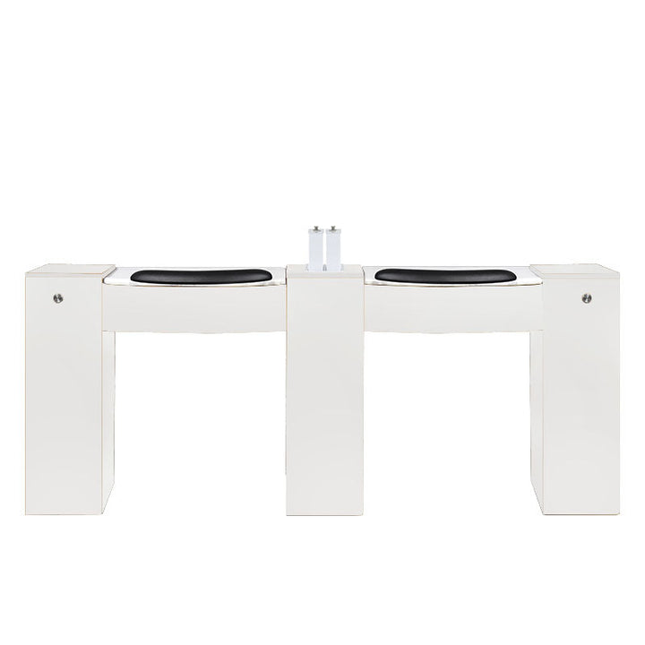 SaniSmart IMC double vented nail table with marble top and pop-up LED ventilation system