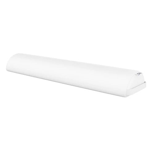 Long White semi-roller bolster pillow in premium faux leather for neck and leg support on treatment tables.
