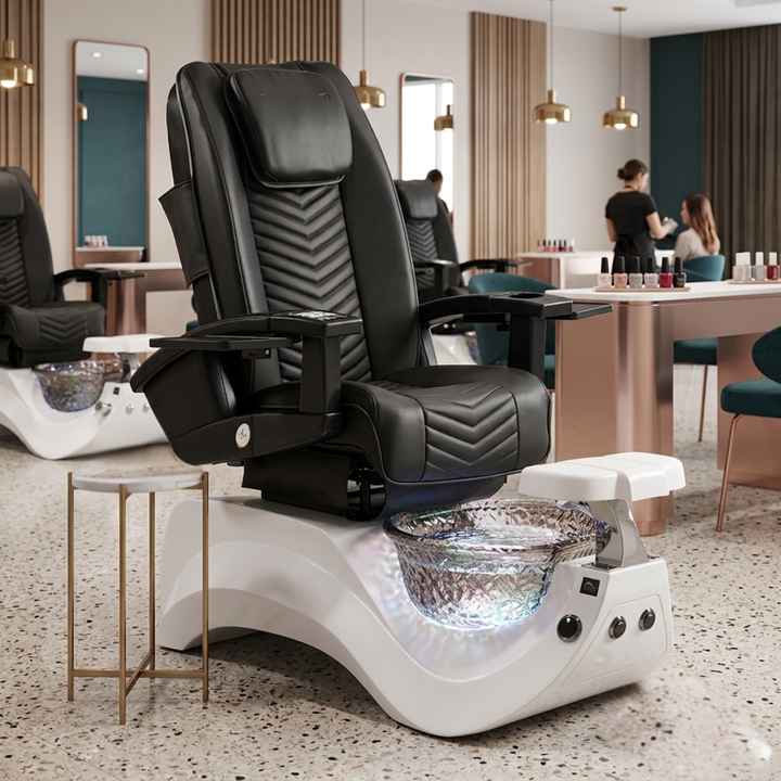Alden Crystal White Pedicure Chair