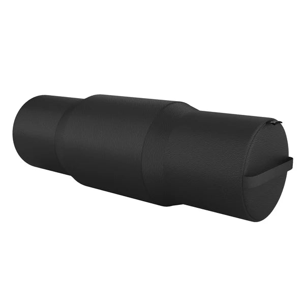 Durable Black Textured Faux Leather Massage Bolster with Built-in Carrying Handle - Premium Clinic-Grade Full Round Body Pillow.