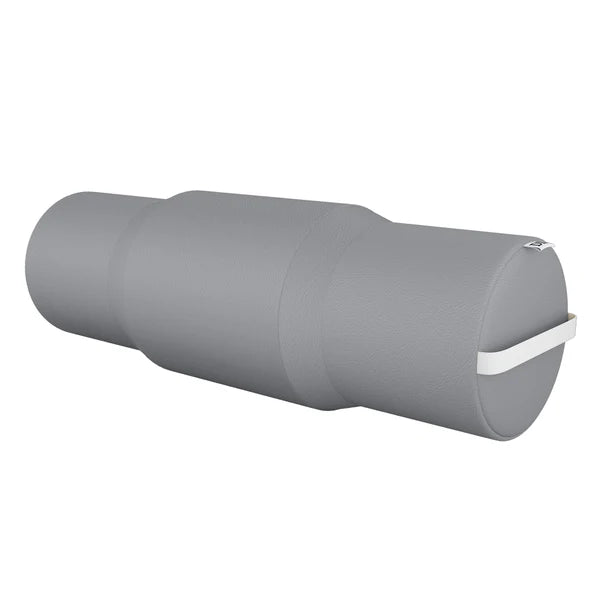 Durable gray Textured Faux Leather Massage Bolster with Built-in Carrying Handle - Premium Clinic-Grade Full Round Body Pillow.