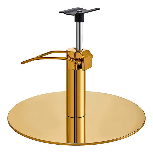 Salon Chair Hydraulic Pump and Round Base Set - Gold