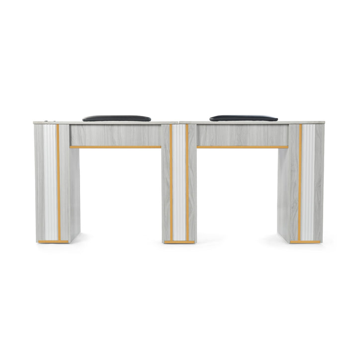 Gray/Gold Double Nail Table