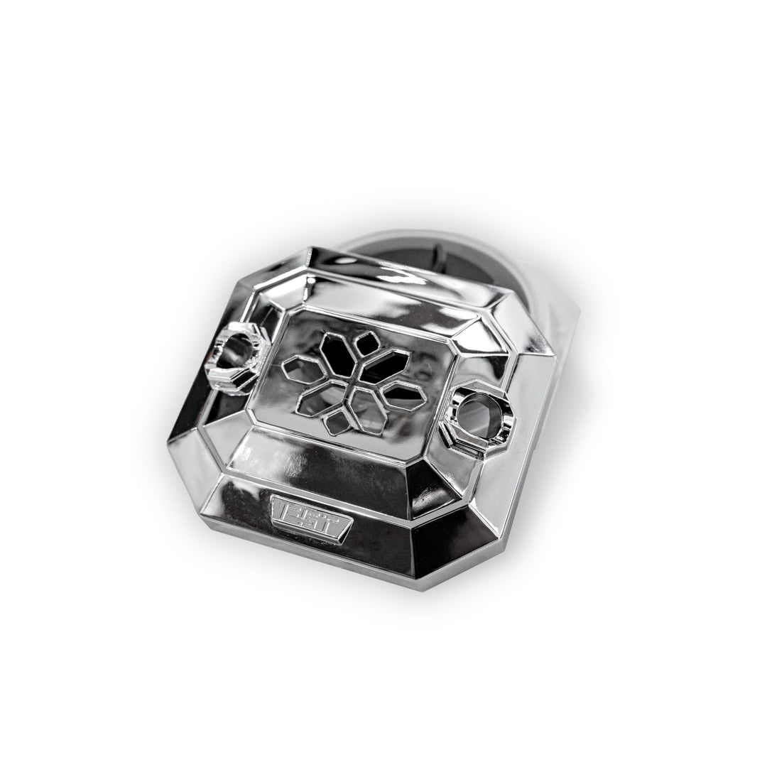 Universal Wet End Replacement with a modern squarish chrome jet cover designed for Luraco magnetic jet motor spa systems.