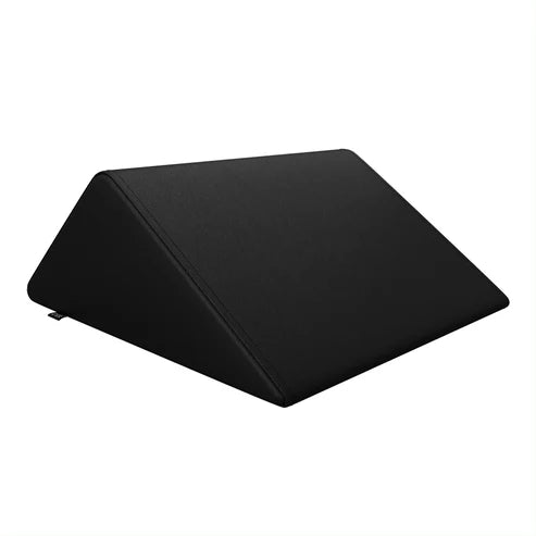 Black DIR triangular massage wedge bolster for salon and spa tables.