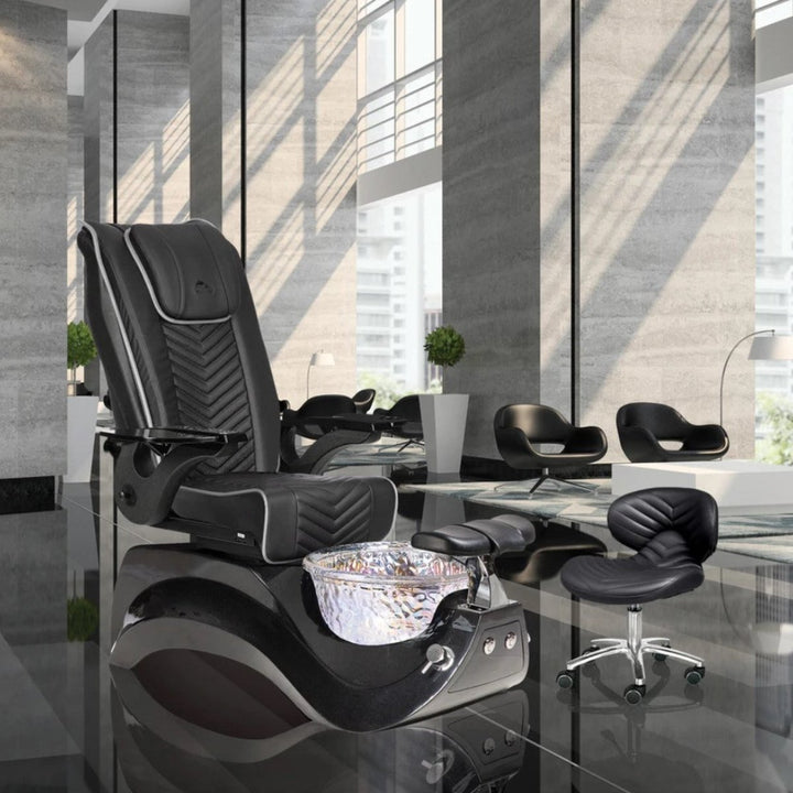 Alden Crystal Black Pedicure Chair