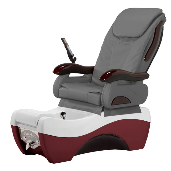 Chocolate 777 Silver Burgundy Pedicure Chair