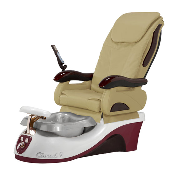 Cloud 9 Silver Burgundy Pedicure Chair