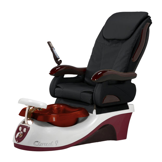 Cloud 9 Silver Burgundy Pedicure Chair