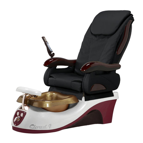 Cloud 9 Silver Burgundy Pedicure Chair