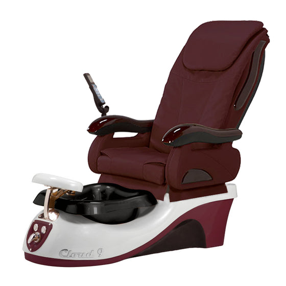 Cloud 9 Silver Burgundy Pedicure Chair