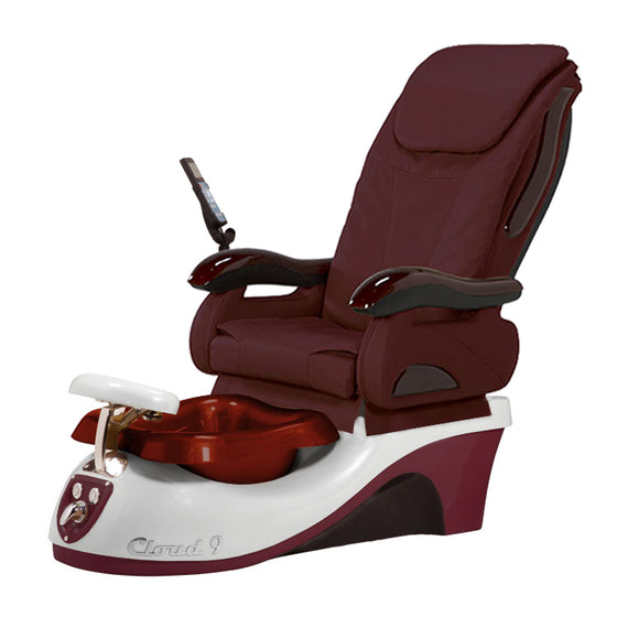 Cloud 9 Silver Burgundy Pedicure Chair