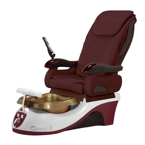 Cloud 9 Silver Burgundy Pedicure Chair