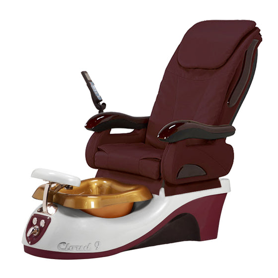 Cloud 9 Silver Burgundy Pedicure Chair