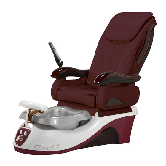 Cloud 9 Silver Burgundy Pedicure Chair