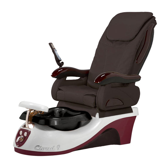 Cloud 9 Silver Burgundy Pedicure Chair