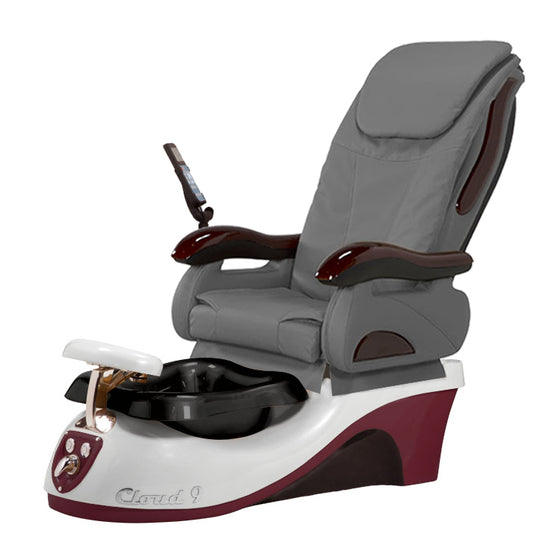 Cloud 9 Silver Burgundy Pedicure Chair