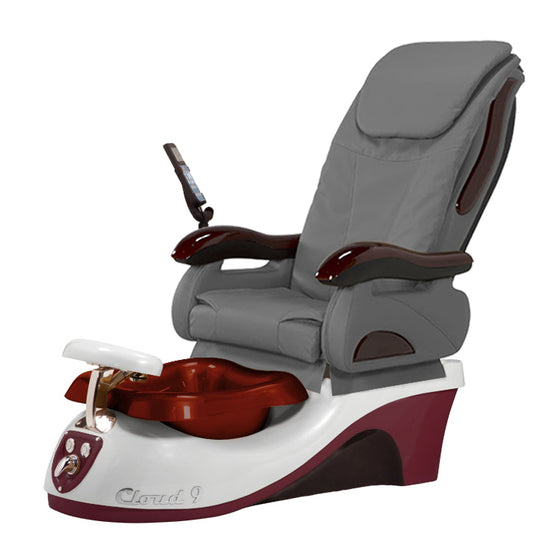 Cloud 9 Silver Burgundy Pedicure Chair
