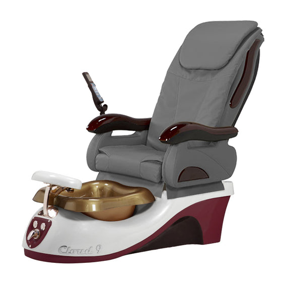Cloud 9 Silver Burgundy Pedicure Chair