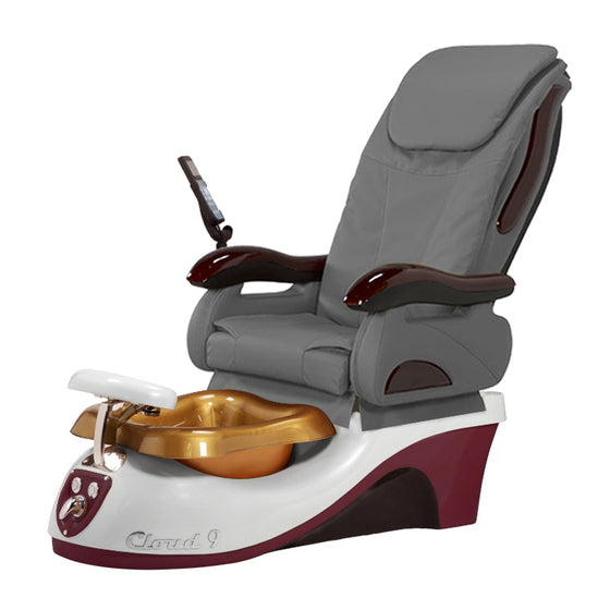 Cloud 9 Silver Burgundy Pedicure Chair