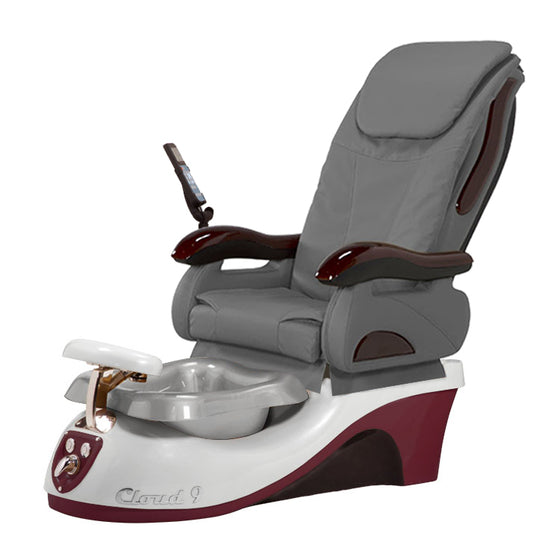 Cloud 9 Silver Burgundy Pedicure Chair