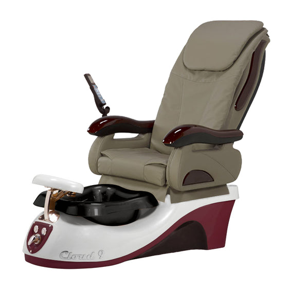 Cloud 9 Silver Burgundy Pedicure Chair