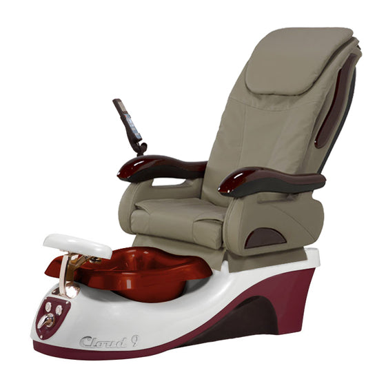 Cloud 9 Silver Burgundy Pedicure Chair