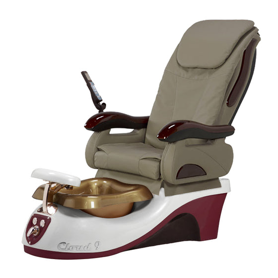 Cloud 9 Silver Burgundy Pedicure Chair