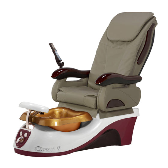 Cloud 9 Silver Burgundy Pedicure Chair