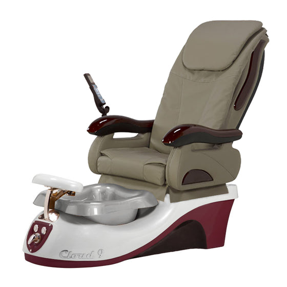 Cloud 9 Silver Burgundy Pedicure Chair