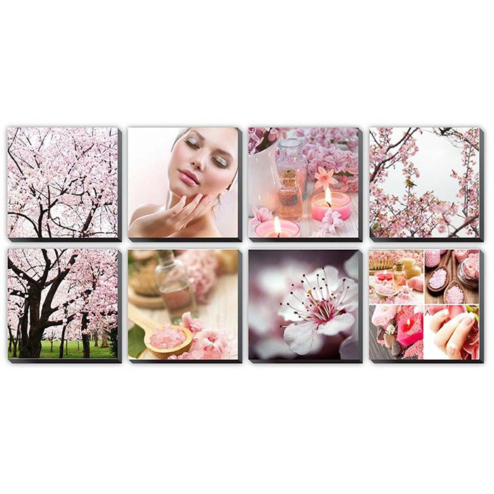 Pink Cherry Blossom Ensemble Canvas Mural